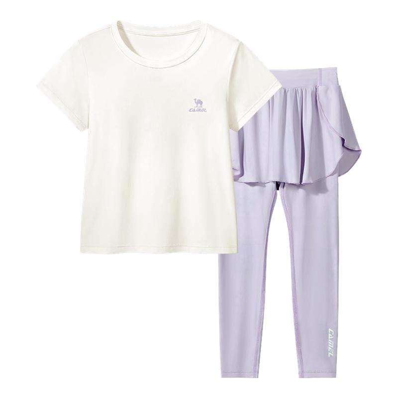 骆驼儿童运动套装2026夏季透气中大童衣服女童t恤短袖两件套短裤