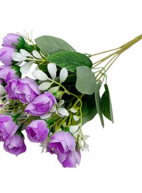假花仿真花束单支塑料绢花玫瑰绢布干花花坛栅栏小把插花田园装饰