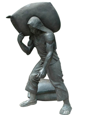 滨河公园码头搬运工情景玻璃钢