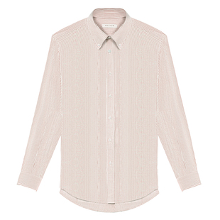 【纯棉牛津纺】CULTUM水洗条纹纽扣领长袖衬衫男士复古学院风衬衣