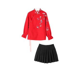 中国风红色唐装毛呢外套秋冬2025新款年轻款少女改良加厚夹棉外套