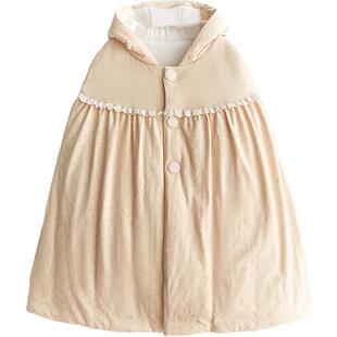 素棉宝贝可伸手婴儿斗篷秋冬季加厚外套披风宝宝外出抱被挡风衣