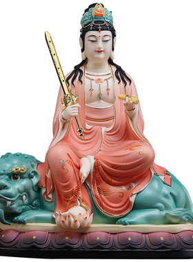 陶瓷文殊菩萨普贤菩萨佛像摆件