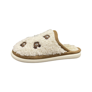 七七主人家 可爱卡通小熊棉拖鞋女加绒保暖棉鞋女无跟复古毛毛鞋