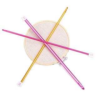 阿富汗钩针27cm彩色氧化实心铝钩针毛线地毯毯子钩针2.0-8.0mm