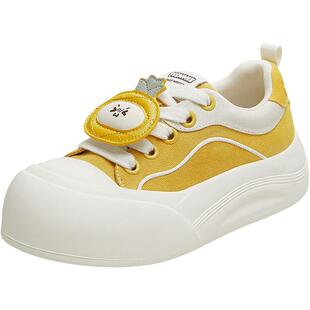 天美意水果云朵厚底增高大头鞋运动板鞋女帆布休闲鞋2025秋季新款