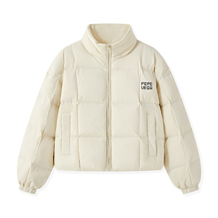 PPVG女童羽绒服秋冬新款时髦白色儿童外套蓬松保暖亲子短款羽绒衣