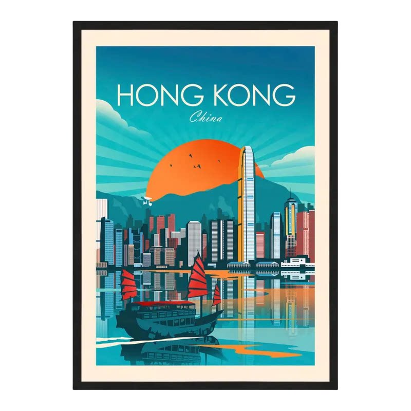装饰画挂画墙画壁画香港VINTAGE中古风美式复古怀旧港风HONGKONG