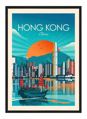 装饰画挂画墙画壁画香港VINTAGE中古风美式复古怀旧港风HONGKONG