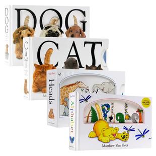 Matthew Van Fleet 动物操作书 Animal Trio Moo Cat Dog 猫狗大开本纸板触摸操作书抽拉书 英文原版绘本 幼儿英语启蒙认知立体书