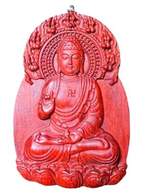 小叶紫檀大日如来吊坠木质释迦摩尼挂件红木如来佛主项链挂牌定制