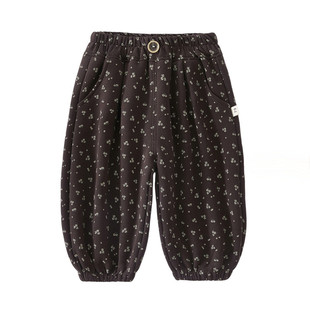 女宝宝法系风碎花春秋休闲裤童裤长裤儿童小童休闲宽松卫裤灯笼裤