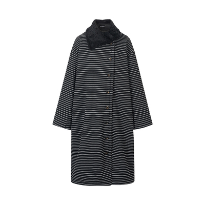 无以幻象高宽领绒里条纹长开衫