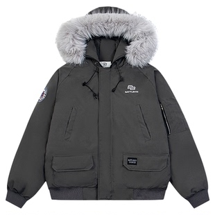 亿万少年BUFU美式毛领棉衣棉服男女冬季加厚保暖情侣装外套派克服