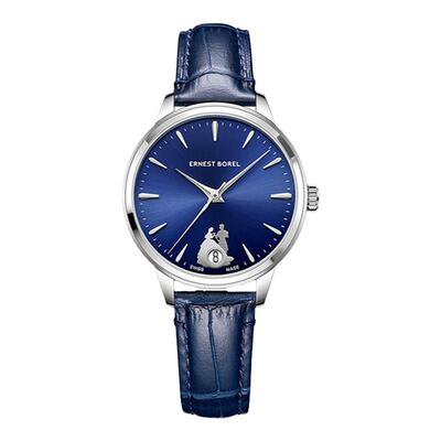 依波路(ERNEST BOREL)MS6L手表女机械瑞士原装进口自动机械蓝盘