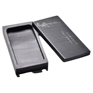 小楷砚台 掌中宝砚台长方素砚带盖砚台 正宗歙砚水波纹原石砚台