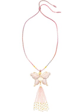 新中式蝴蝶流苏毛衣链可抽拉