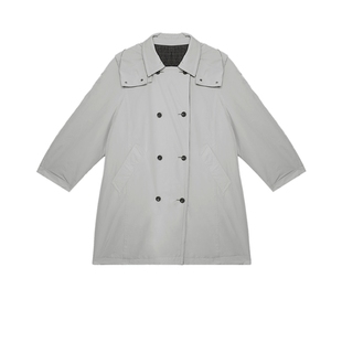 全羊毛 半圆女装[复古]2025秋季宽松休闲连帽翻领双面穿外套女