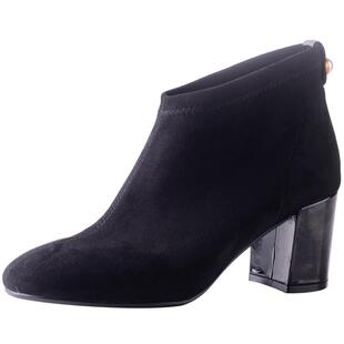 VDVC法式小众新款圆头6cm粗跟弹力靴及踝靴单靴女靴时尚高跟短靴