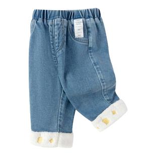 巴拉巴拉宝宝裤子女童休闲裤加绒秋冬季婴儿长裤撞色翻脚口时尚潮