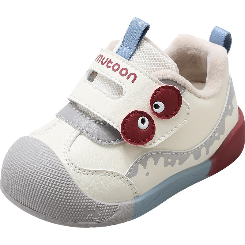 牧童婴儿步前鞋2025冬季新款大眼仔女宝宝鞋软底加绒保暖男童棉鞋