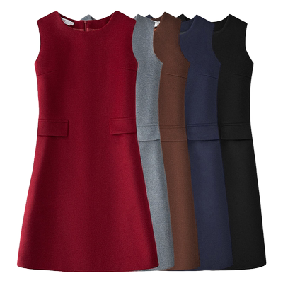 复古羊毛呢秋冬新款马甲连衣裙