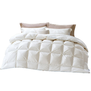 富安娜95白鹅绒被芯纯棉进口羽绒冬厚被子80S全棉捷克进口羽绒被