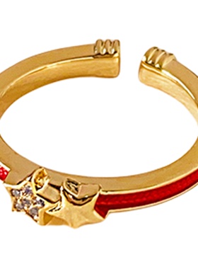 古婷金色锆石星星戒指高级感