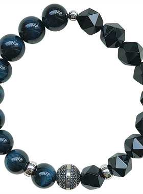 心上人天然蓝虎眼925银情侣手链