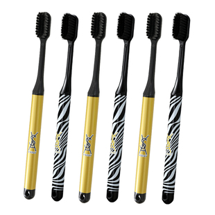 轻奢黑金斑马纹品牌牙刷软毛成人家用高颜值情侣呵护男士家庭6支