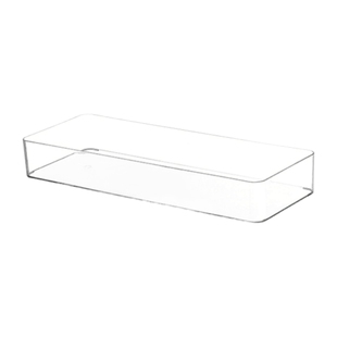 加大长款40公分透明盒子窄长条方形收纳盒宽15cm装水不漏抽屉整理