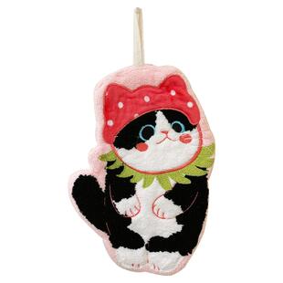 擦手毛巾可爱猫咪擦手巾吸水速干加厚厨房浴室擦手布抹布卡通挂式