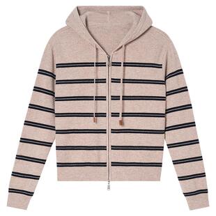 PSALTER诗篇带帽双拉链休闲条纹针织开衫2025款