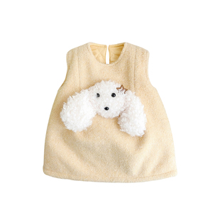 2025冬季新品女宝夹棉毛呢玩偶连衣裙婴幼儿木耳边背带裙洋气套装