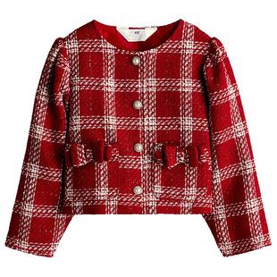 HM童装儿童女童外套冬季红色新年拜年服提花西装1255300