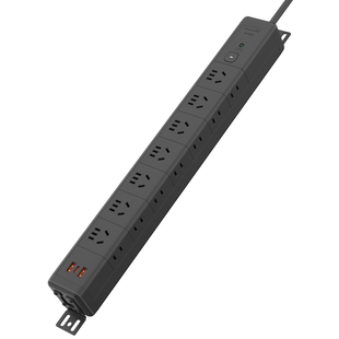 良工家用侧插PDU机柜插座免打孔总控电竞排插工业拖接线板usb