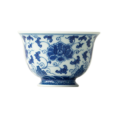 三勤堂景德镇陶瓷手绘主人杯青花缠枝牡丹品茗高档功夫茶具单茶杯