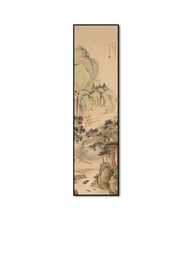 新中式宋代美学玄关挂画中式竖版山水画装饰画书房茶室背景墙壁画