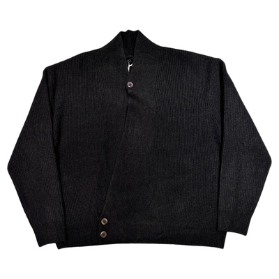 老钱风道袍式针织开衫毛衣男