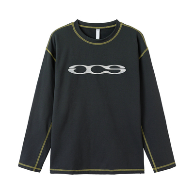 ICS/ICONSLAB 撞色明线吸湿速干基础圆领长袖T恤潮牌运动户外TEE