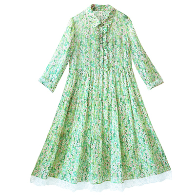 文艺碎花衬衫连衣裙女春季印花裙