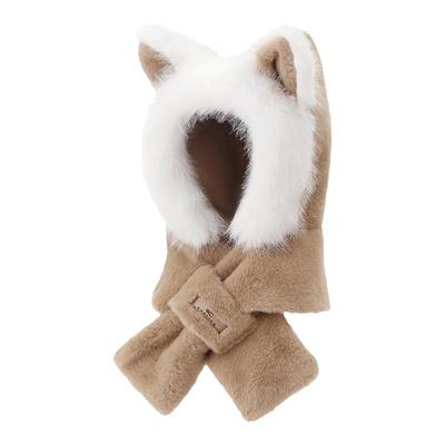 VVC保暖帽子雪绒狐围巾帽子一体