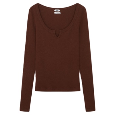 IMMI羊毛低领v领长袖修身针织衫