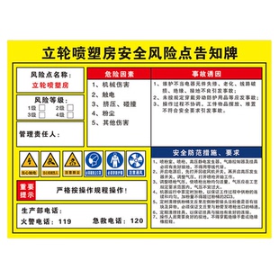 安全风险点告知牌风险点告知卡岗位危险源工厂车间场所电力消防机械职业危害全套标识定制有限空间牌定制