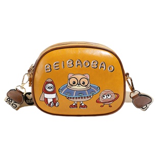 北包包宽肩带刺绣小圆包女2025新款单肩斜挎包ins超火卡通手机包