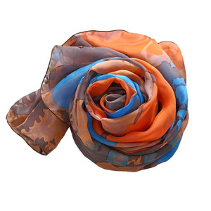 地图彩色真丝丝巾100%桑蚕丝围巾长款女春秋冬夏季百搭披肩薄纱巾