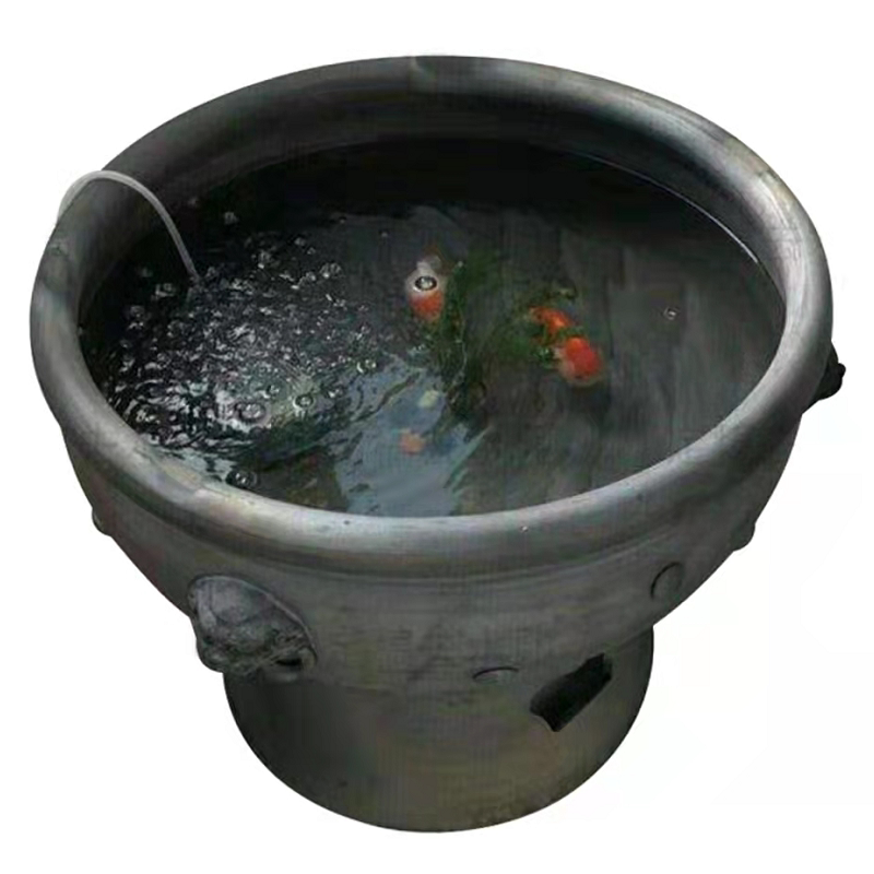 泥缸虎头盆80cm复古陶瓷鱼缸鱼