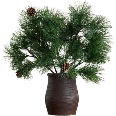 仿真迎客松假花绿植松枝松针崖柏