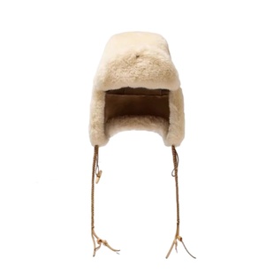 韩国小众OPEN新款麂皮护耳系带保暖毛绒雷锋帽飞行帽冬季护耳帽女