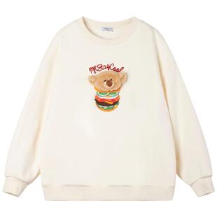 【好玩好穿】魔术贴立体小熊汉堡卫衣黑科技5A抗菌棉男女童春装